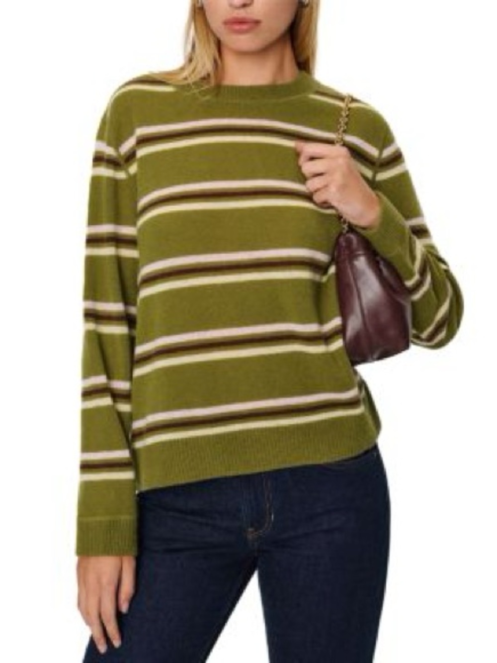 Reformation striped cashmere boyfriend sweater relaxed oversized green trendy